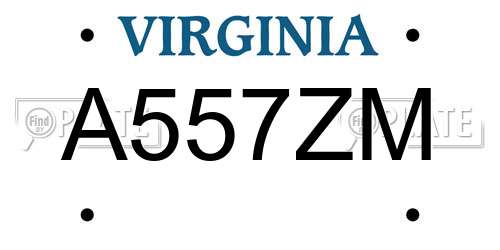 A557ZM Virginia License Plate