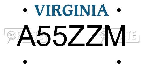 A55ZZM Virginia License Plate