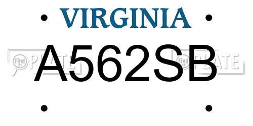 A562SB Virginia License Plate