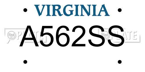 A562SS Virginia License Plate