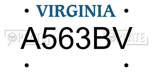 A563BV Virginia License Plate