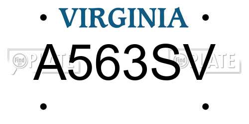 A563SV Virginia License Plate