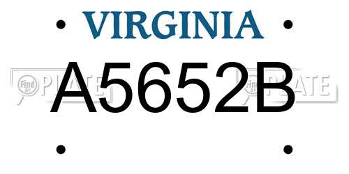 A5652B Virginia License Plate