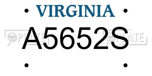 A5652S Virginia License Plate