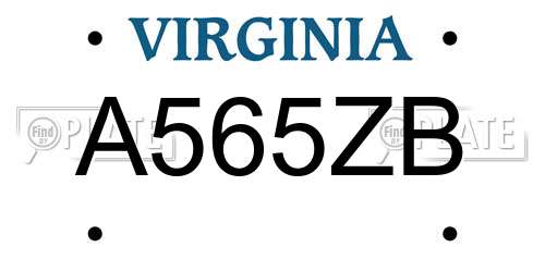 A565ZB Virginia License Plate