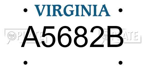 A5682B Virginia License Plate