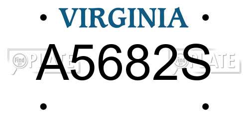 A5682S Virginia License Plate