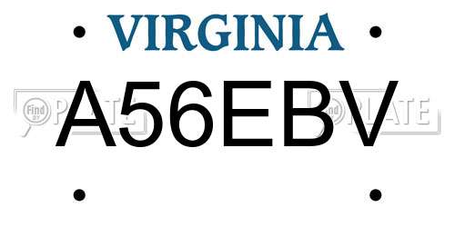 A56EBV Virginia License Plate
