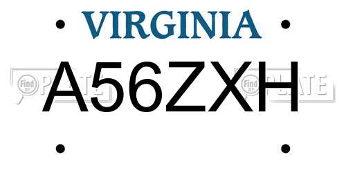 A56ZXH Virginia License Plate