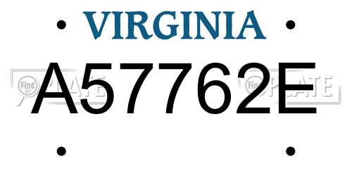 A57762E Virginia License Plate