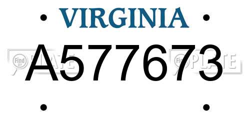 A577673 Virginia License Plate