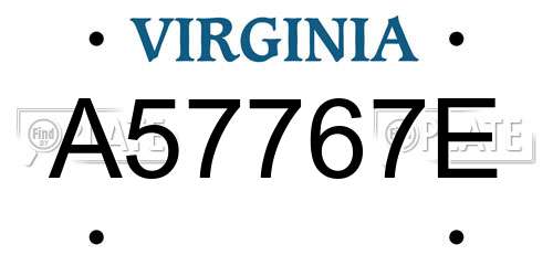 A57767E Virginia License Plate