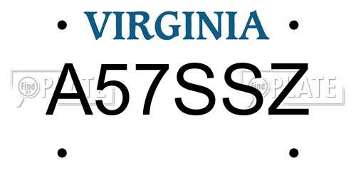 A57SSZ Virginia License Plate