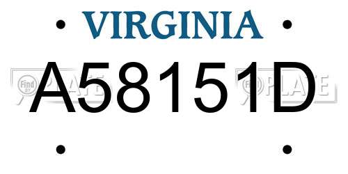 A58151D Virginia License Plate
