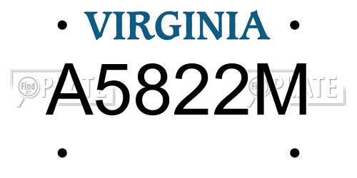 A5822M Virginia License Plate