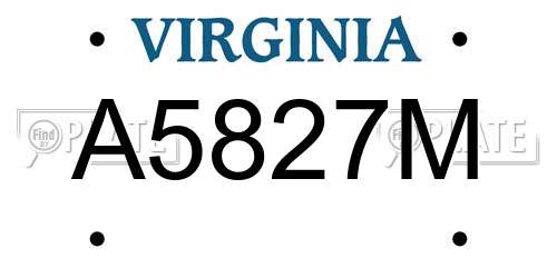A5827M Virginia License Plate