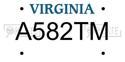 A582TM Virginia License Plate