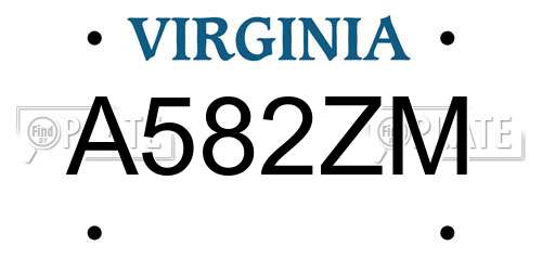 A582ZM Virginia License Plate
