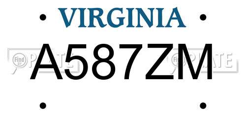 A587ZM Virginia License Plate