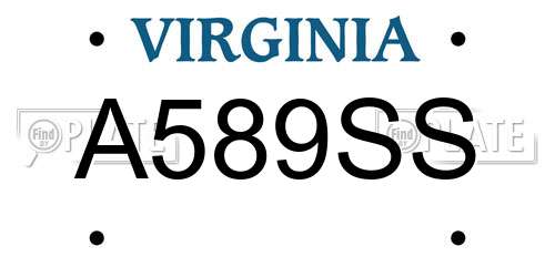 A589SS Virginia License Plate