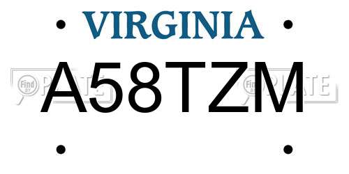 A58TZM Virginia License Plate