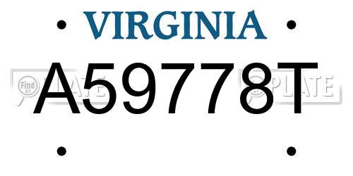 A59778T Virginia License Plate