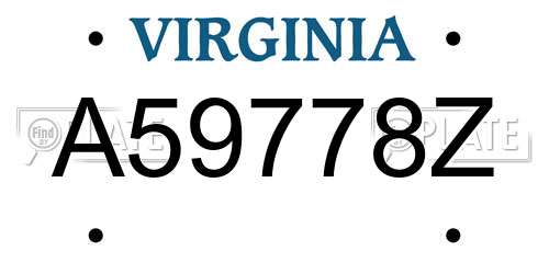 A59778Z Virginia License Plate
