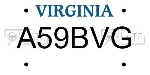 A59BVG Virginia License Plate