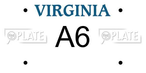 A6 Virginia License Plate