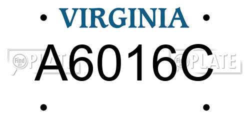 A6016C Virginia License Plate