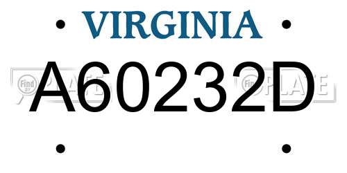 A60232D Virginia License Plate