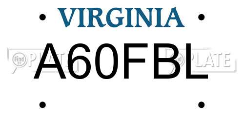 A60FBL Virginia License Plate