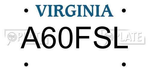 A60FSL Virginia License Plate