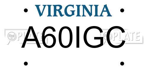 A60IGC Virginia License Plate