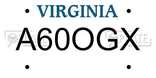 A60OGX Virginia License Plate