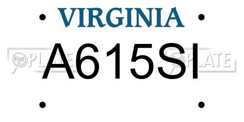 A615SI Virginia License Plate