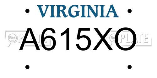 A615XO Virginia License Plate