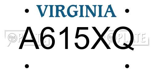 A615XQ Virginia License Plate