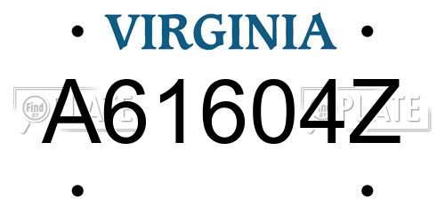 A61604Z Virginia License Plate