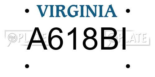A618BI Virginia License Plate