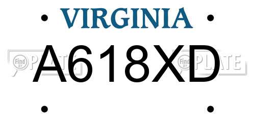 A618XD Virginia License Plate