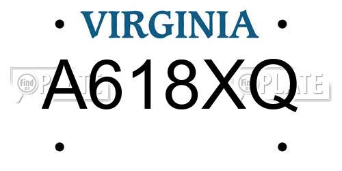 A618XQ Virginia License Plate