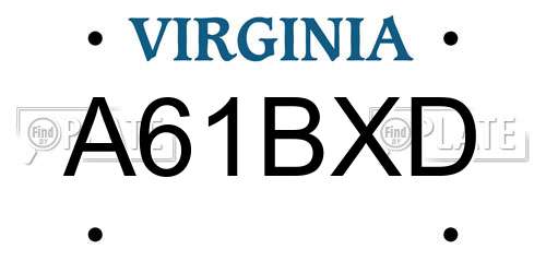 A61BXD Virginia License Plate