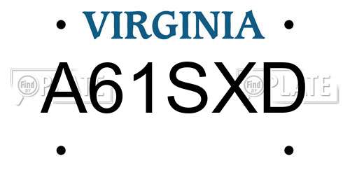 A61SXD Virginia License Plate