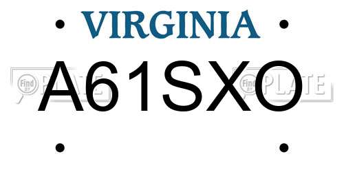 A61SXO Virginia License Plate