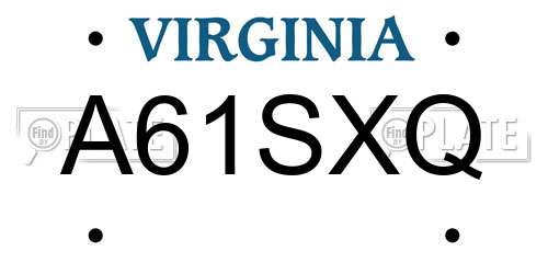A61SXQ Virginia License Plate