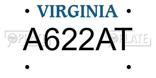 A622AT Virginia License Plate