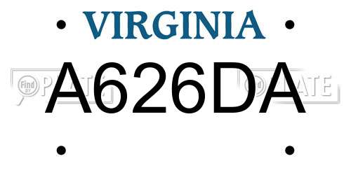 A626DA Virginia License Plate
