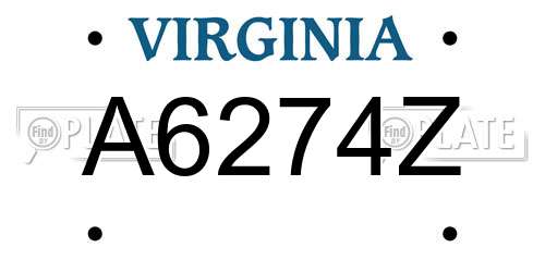 A6274Z Virginia License Plate
