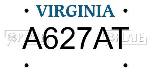 A627AT Virginia License Plate